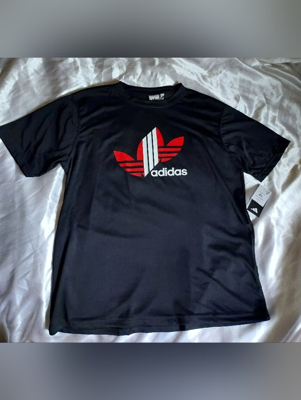 adidas Men's Black Tee with Red & White Trefoil Logo